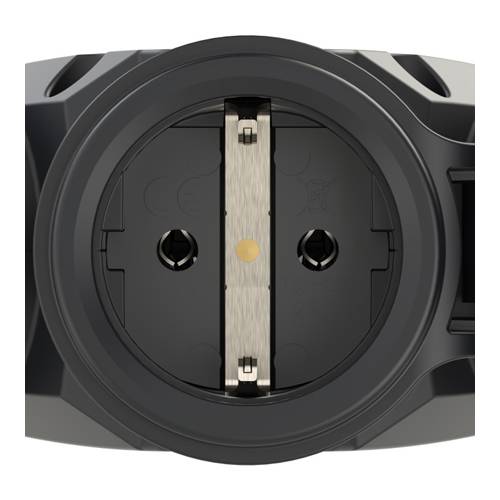 PC ELECTRIC 253822-SR - 3-Wege Kupplung mit Klappdeckel (250V/16A | 3-pol. | IP54) - schwarz/rot