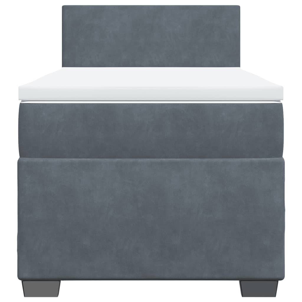 vidaXL Boxspringbett mit Matratze Dunkelgrau 90x200 cm Samt