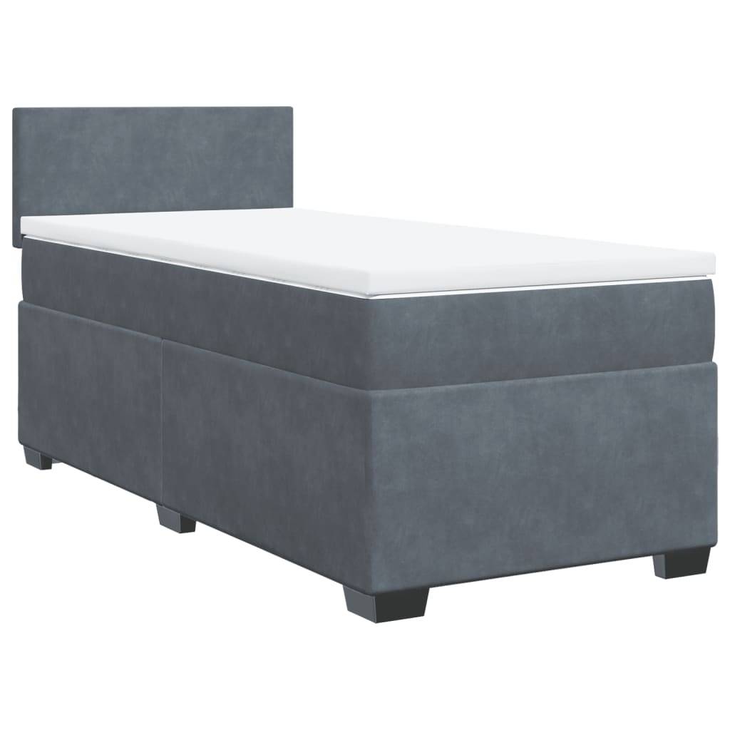 vidaXL Boxspringbett mit Matratze Dunkelgrau 90x200 cm Samt