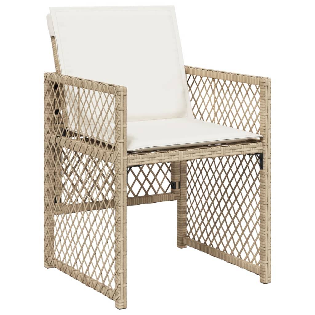 vidaXL 13-tlg. Garten-Essgruppe mit Kissen Beige Poly Rattan