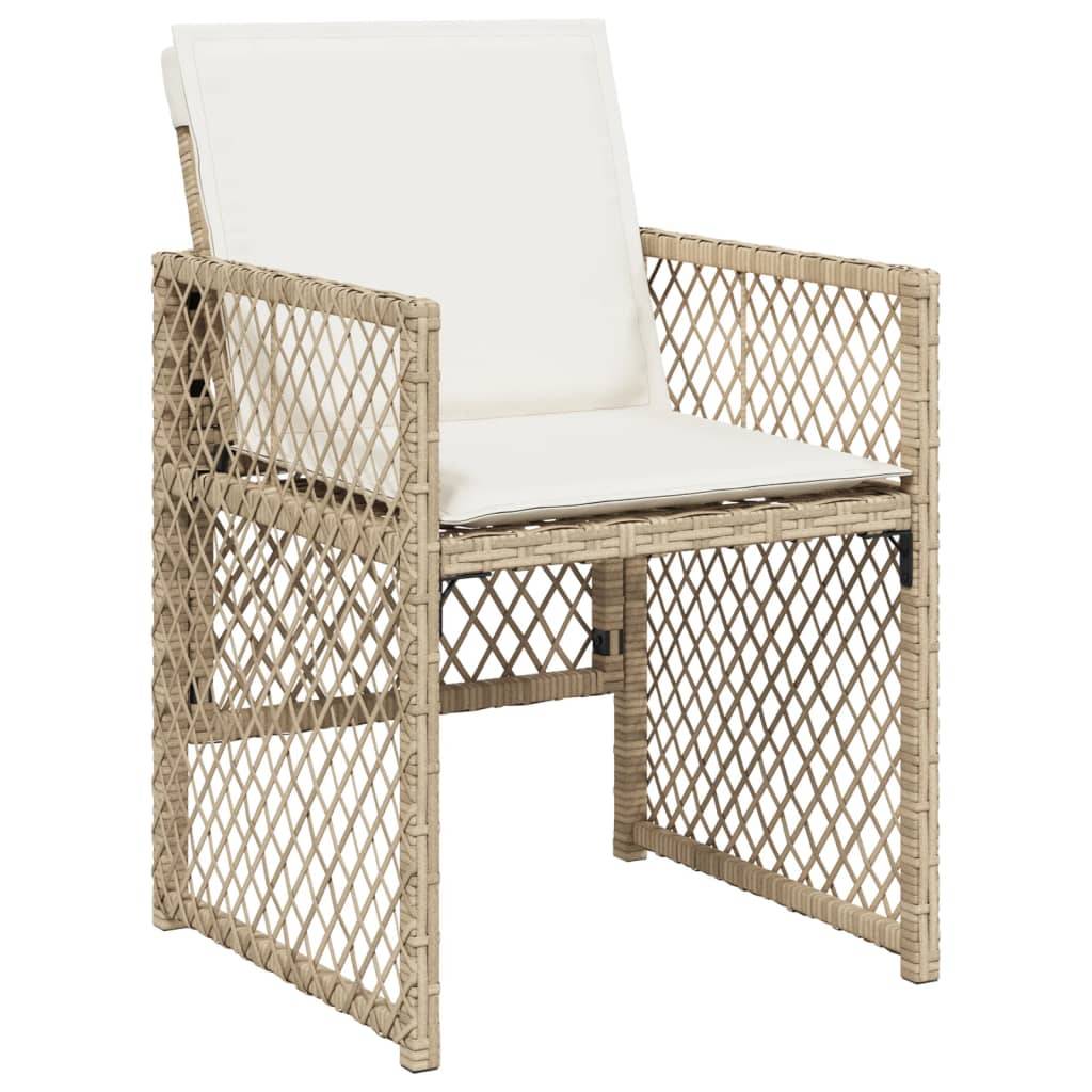 vidaXL 15-tlg. Garten-Essgruppe mit Kissen Beige Poly Rattan