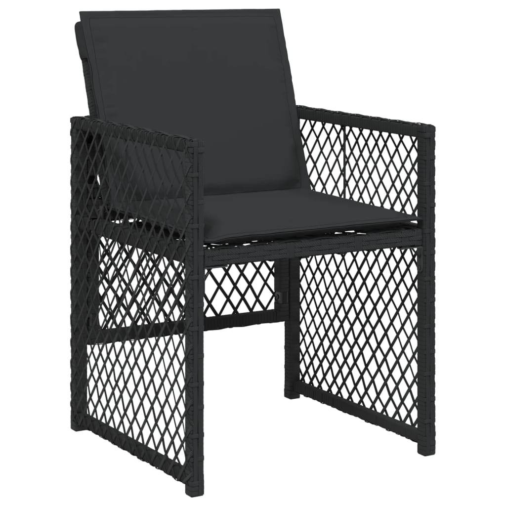 vidaXL 13-tlg. Garten-Essgruppe mit Kissen Schwarz Poly Rattan