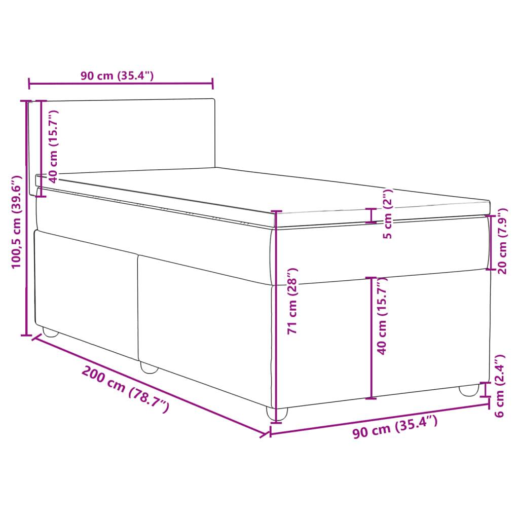 vidaXL Boxspringbett mit Matratze Blau 90x200 cm Stoff