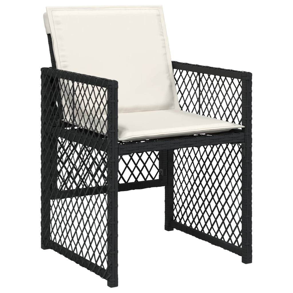 vidaXL 13-tlg. Garten-Essgruppe mit Kissen Schwarz Poly Rattan