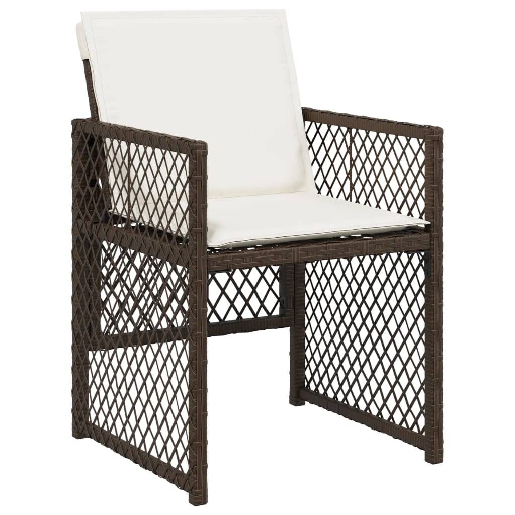 vidaXL Gartenstühle mit Kissen 4 Stk. Braun Poly Rattan