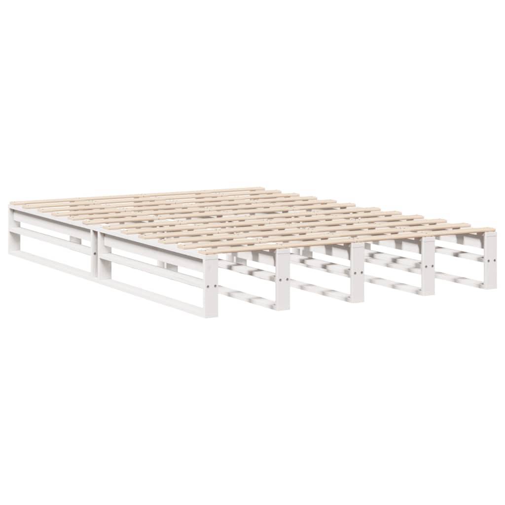 vidaXL Massivholzbett ohne Matratze Weiß 160x200 Kiefernholz