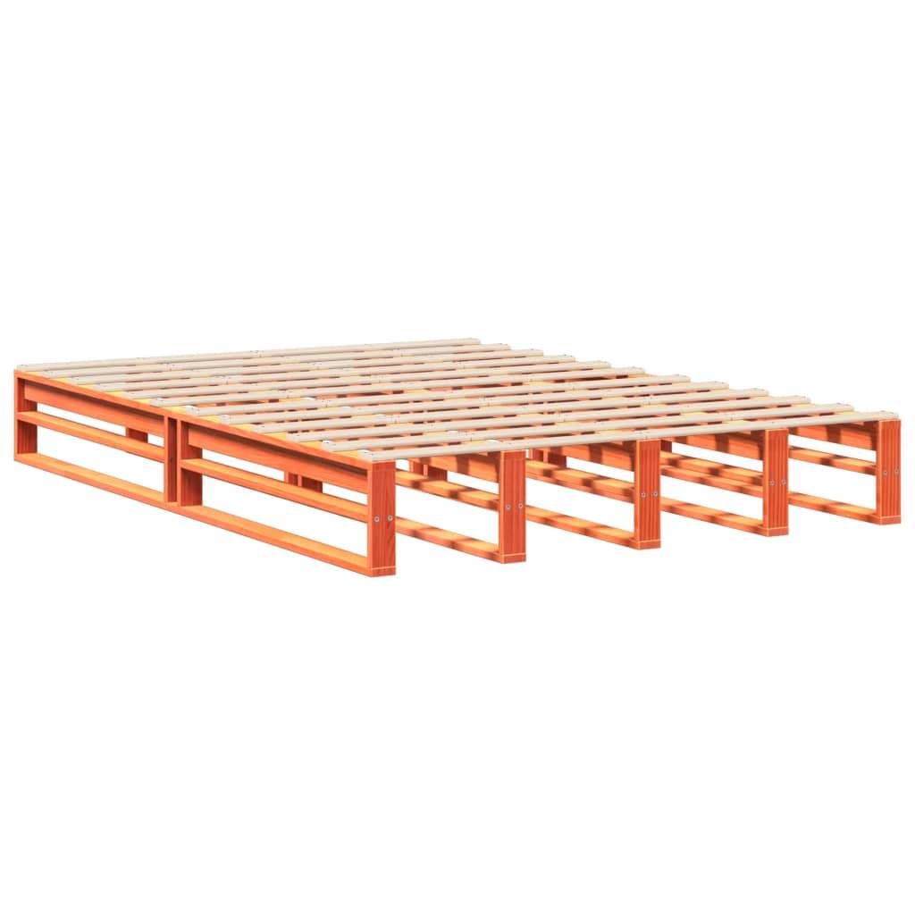 vidaXL Massivholzbett ohne Matratze Wachsbraun 160x200 Kiefernholz