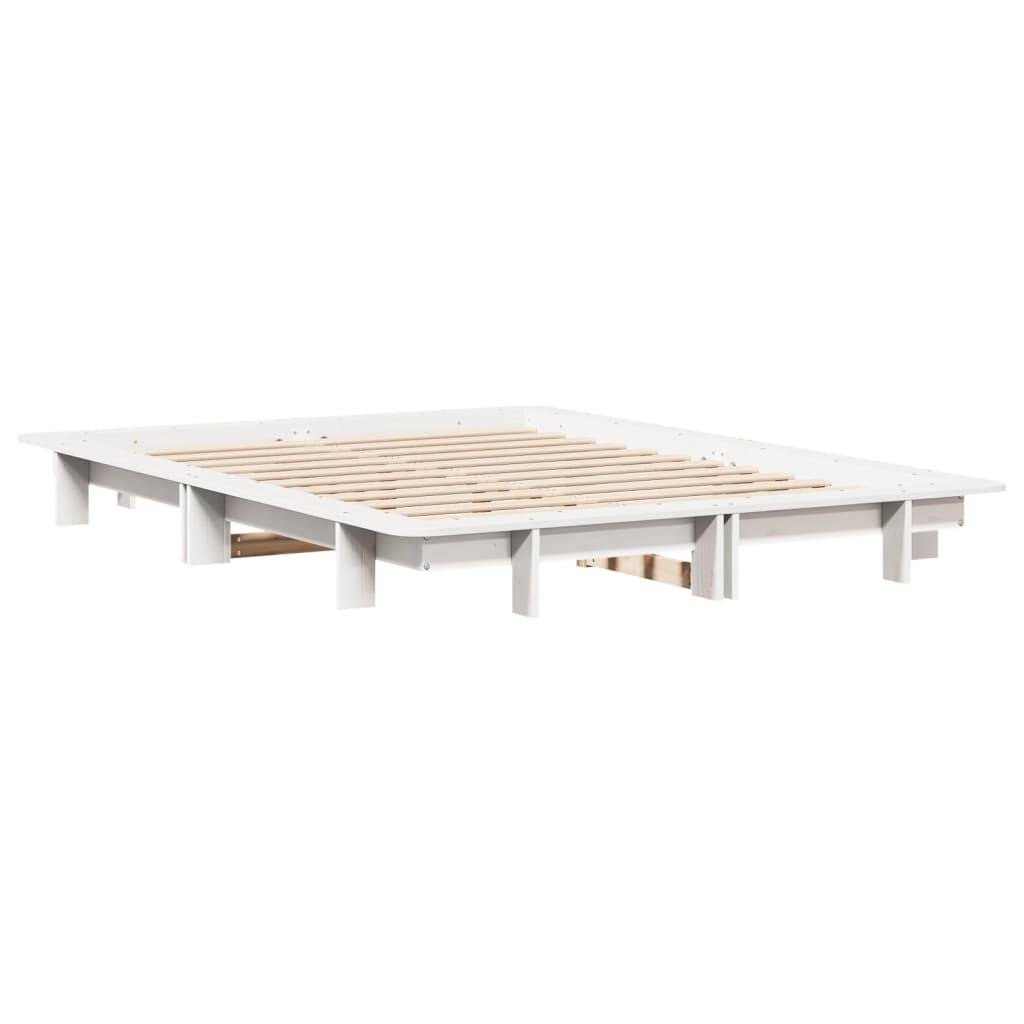 vidaXL Massivholzbett ohne Matratze Weiß 140x200 cm Kiefernholz