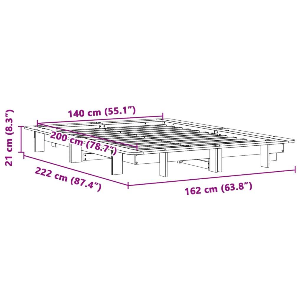vidaXL Massivholzbett ohne Matratze Weiß 140x200 cm Kiefernholz
