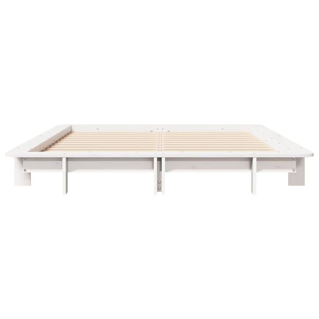 vidaXL Massivholzbett ohne Matratze Weiß 140x200 cm Kiefernholz