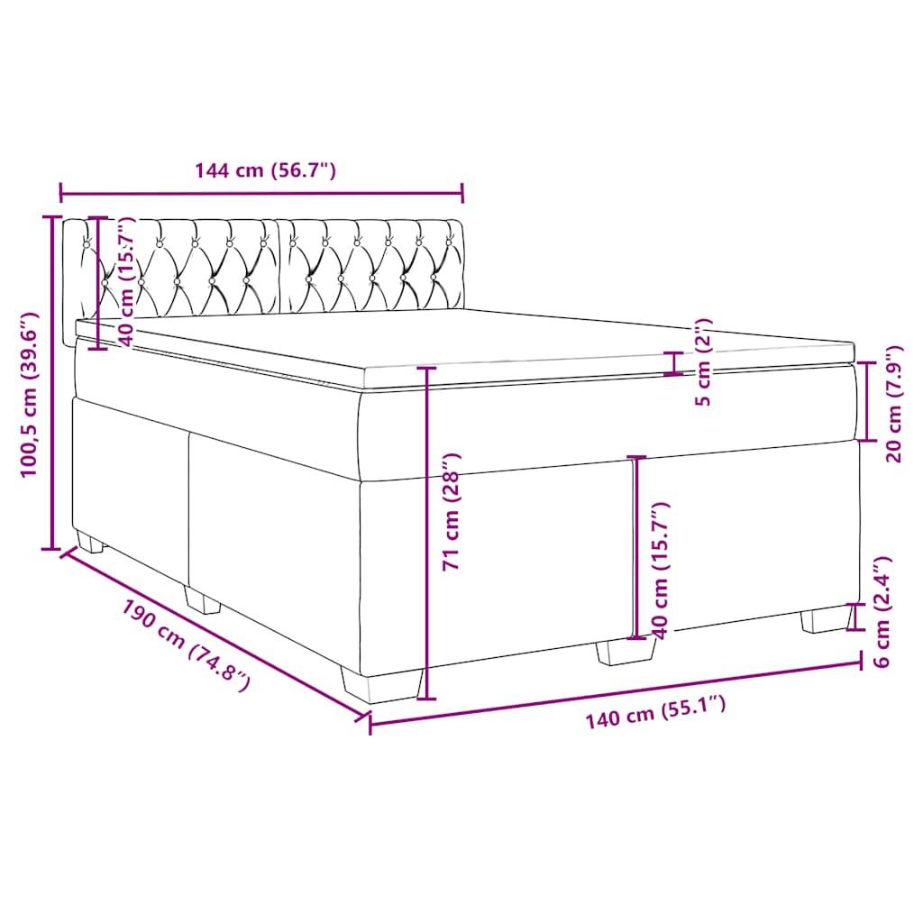 vidaXL Boxspringbett mit Matratze Dunkelbraun 140x190 cm Stoff