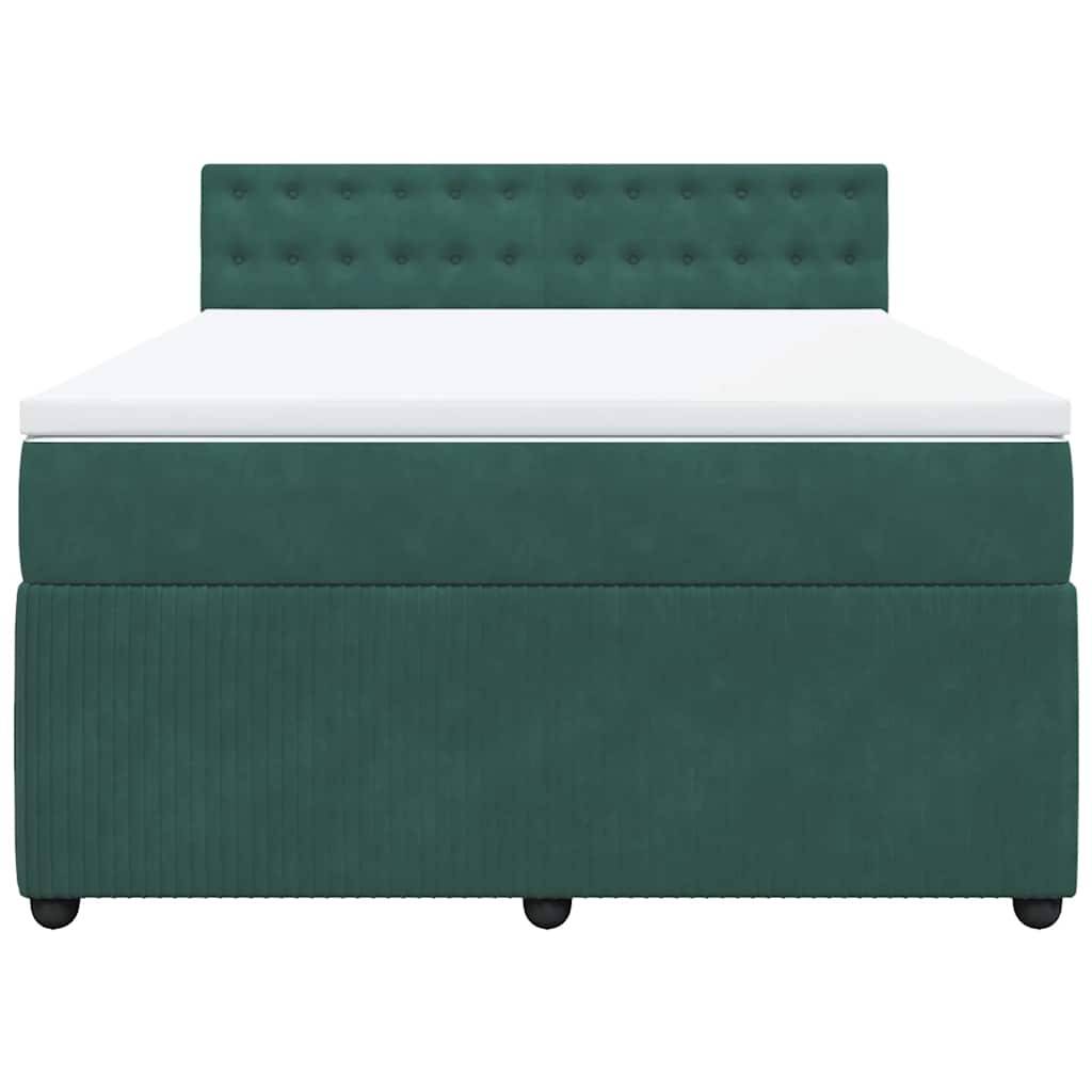 vidaXL Boxspringbett mit Matratze Dunkelgrün 160x200 cm Samt