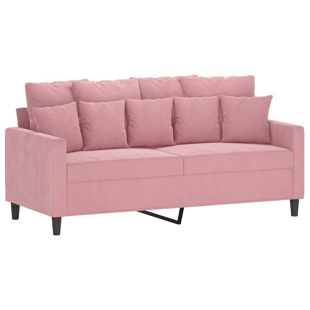 vidaXL 2-tlg. Sofagarnitur mit Kissen Rosa Samt