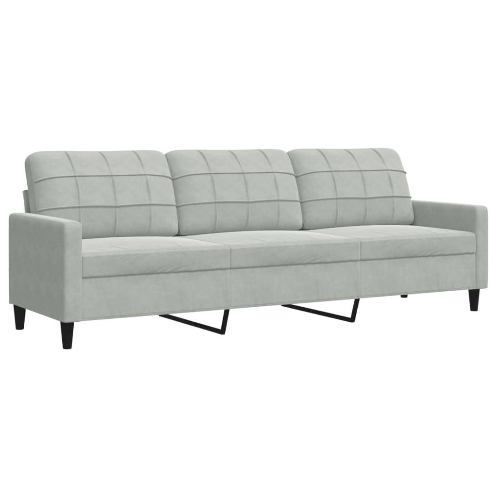 vidaXL 3-Sitzer-Sofa Hellgrau 210 cm Samt