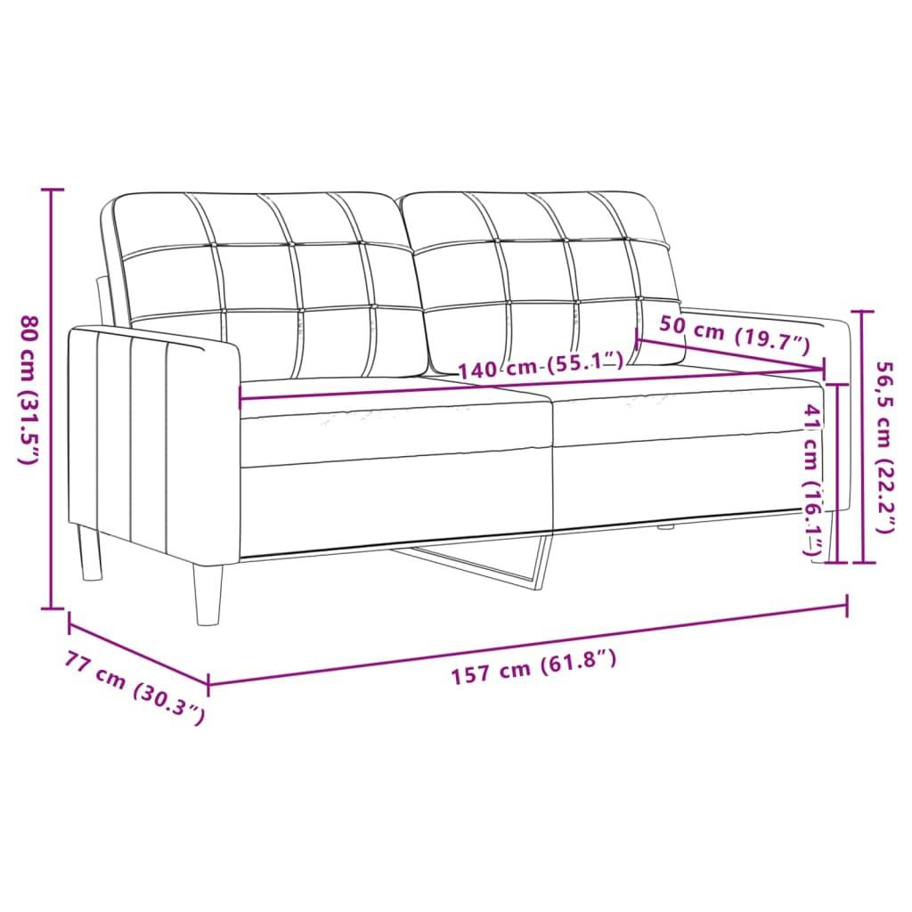 vidaXL 2-Sitzer-Sofa Weinrot 140 cm Samt