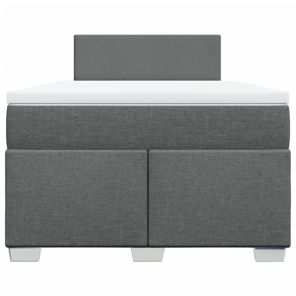 vidaXL Boxspringbett mit Matratze Dunkelgrau 120x200 cm Stoff