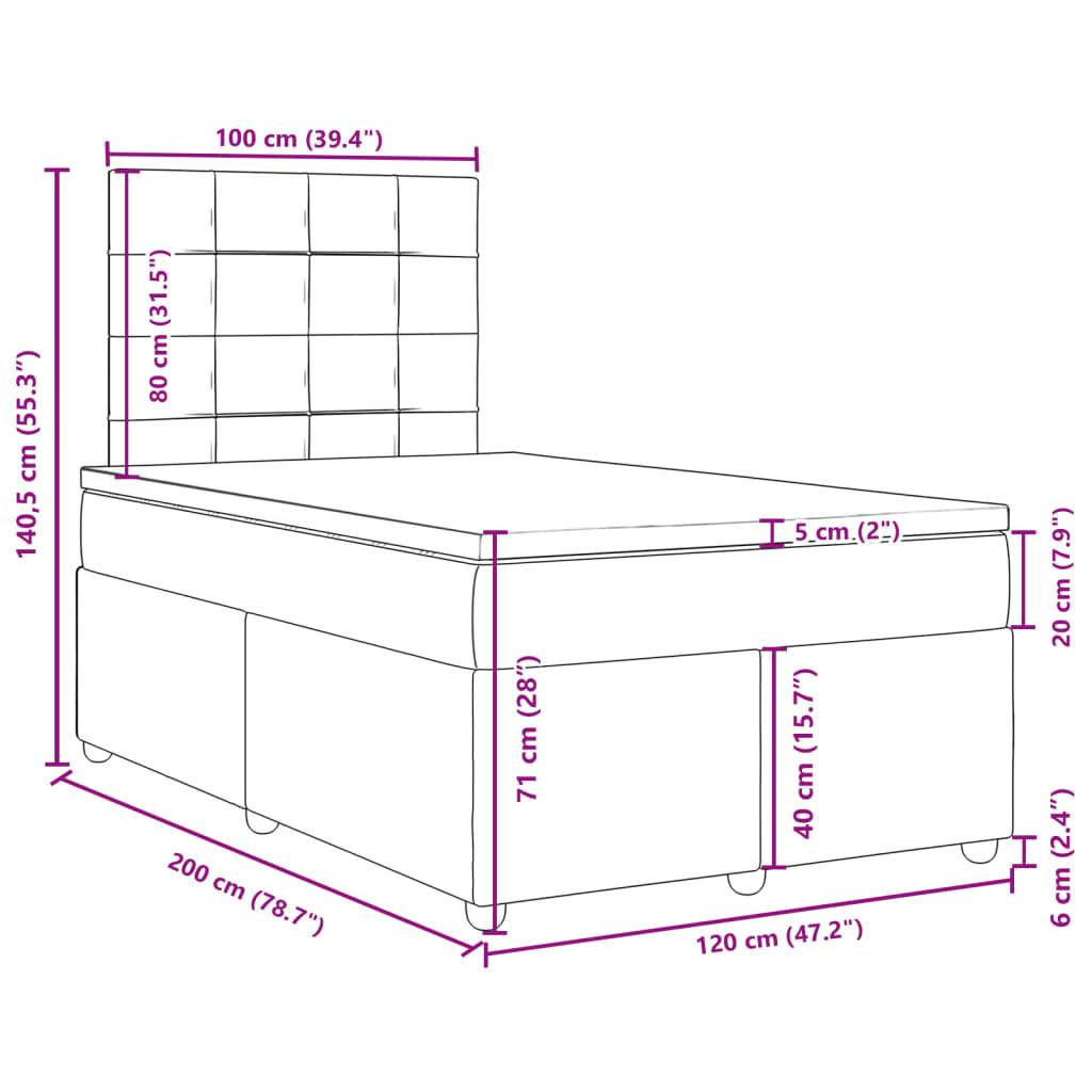 vidaXL Boxspringbett mit Matratze Schwarz 120x200 cm Stoff