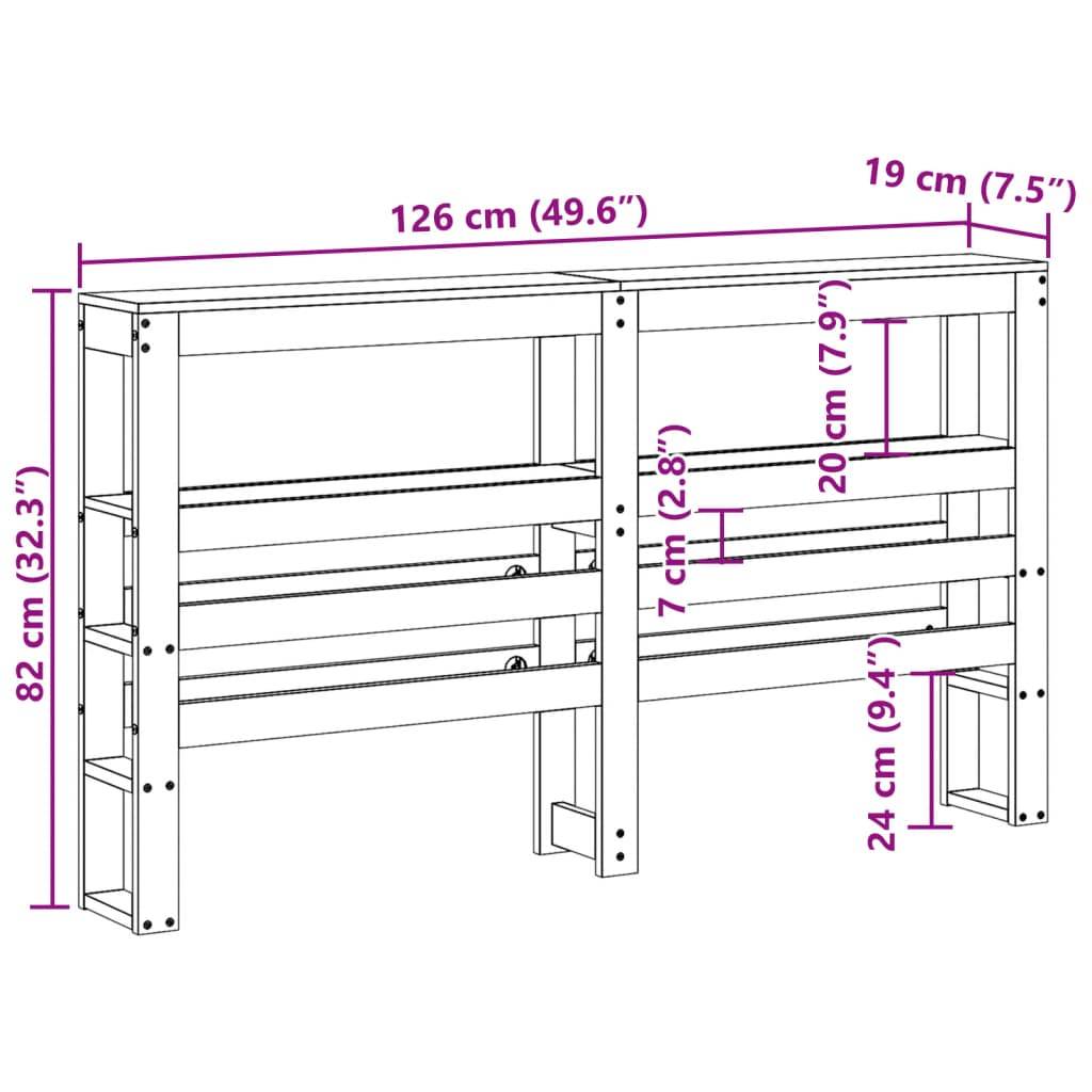 vidaXL Kopfteil mit Ablagen Wachsbraun 120 cm Massivholz Kiefer