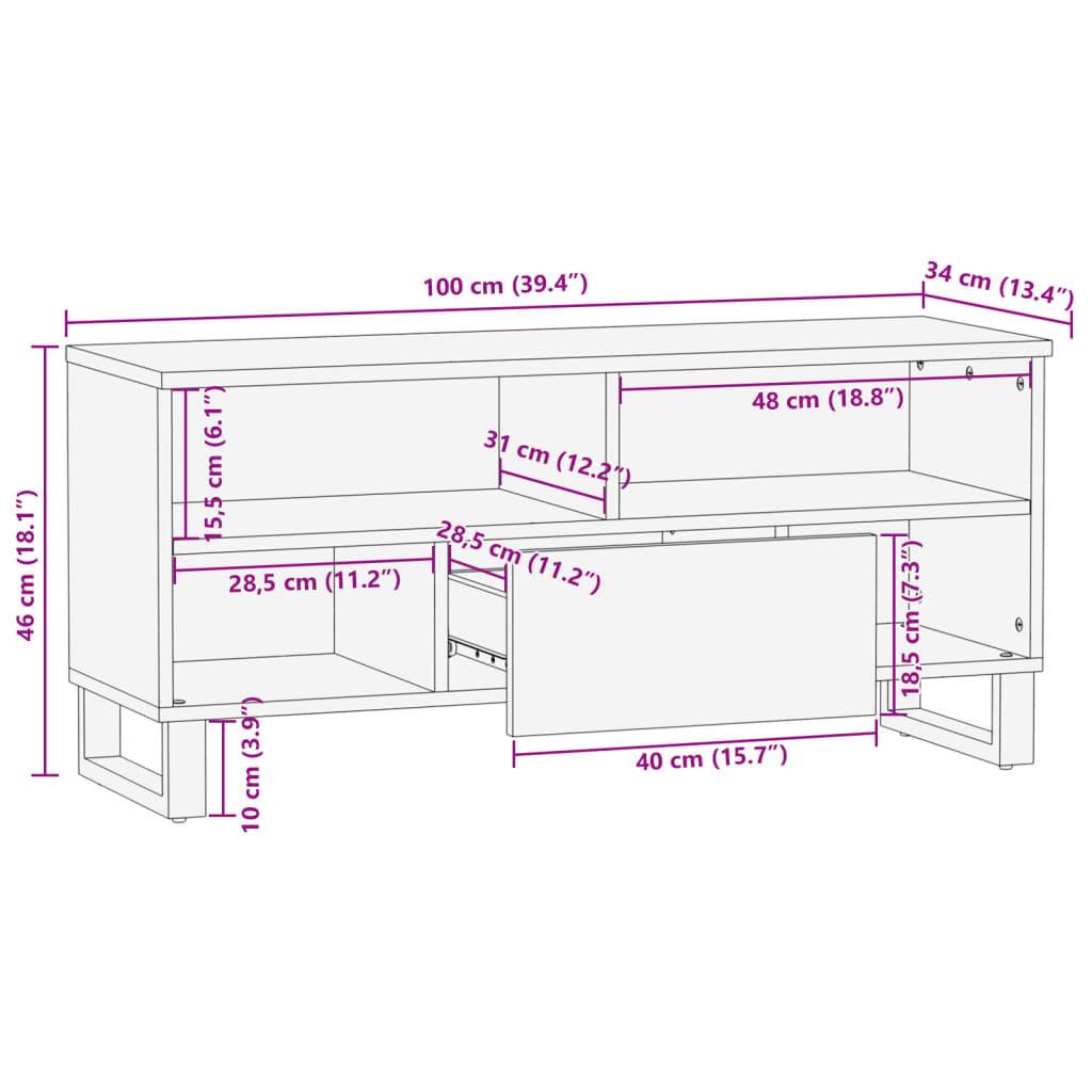 vidaXL TV-Schrank 100x34x46 cm Massivholz Akazie