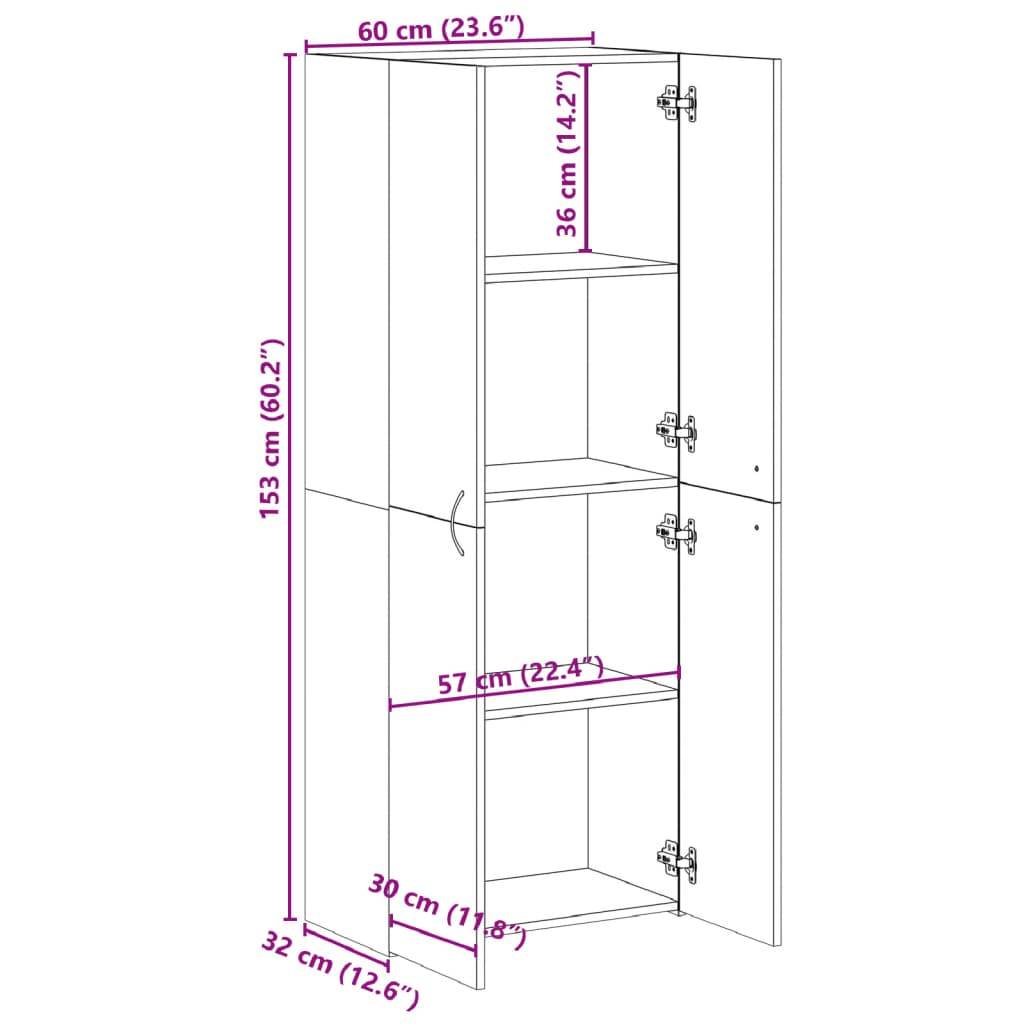 vidaXL Aktenschrank Sonoma-Eiche 60x32x153 cm Holzwerkstoff