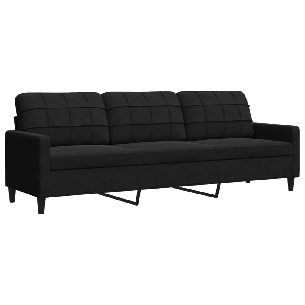 vidaXL 3-tlg. Sofagarnitur mit Kissen Schwarz Samt