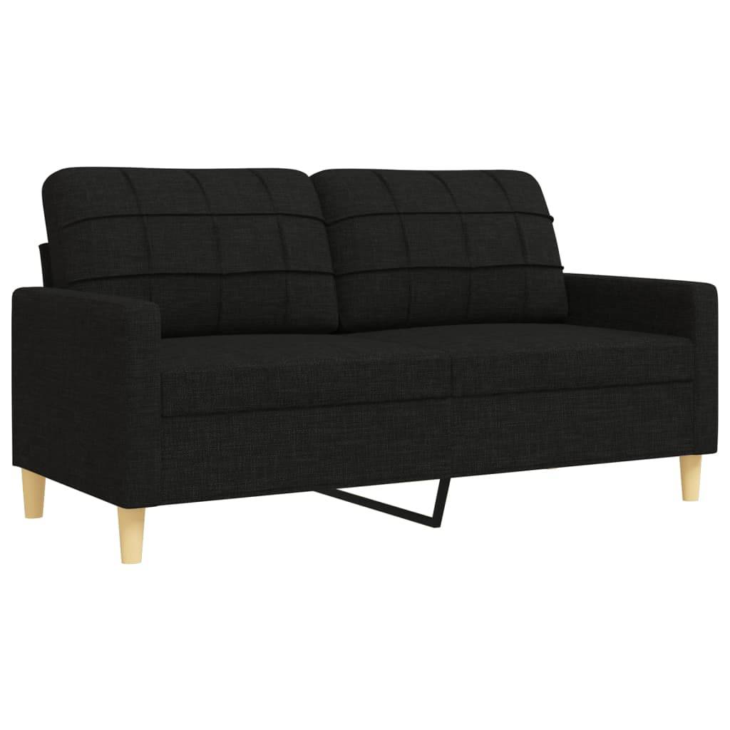 vidaXL 3-tlg. Sofagarnitur mit Fußhocker Schwarz Stoff
