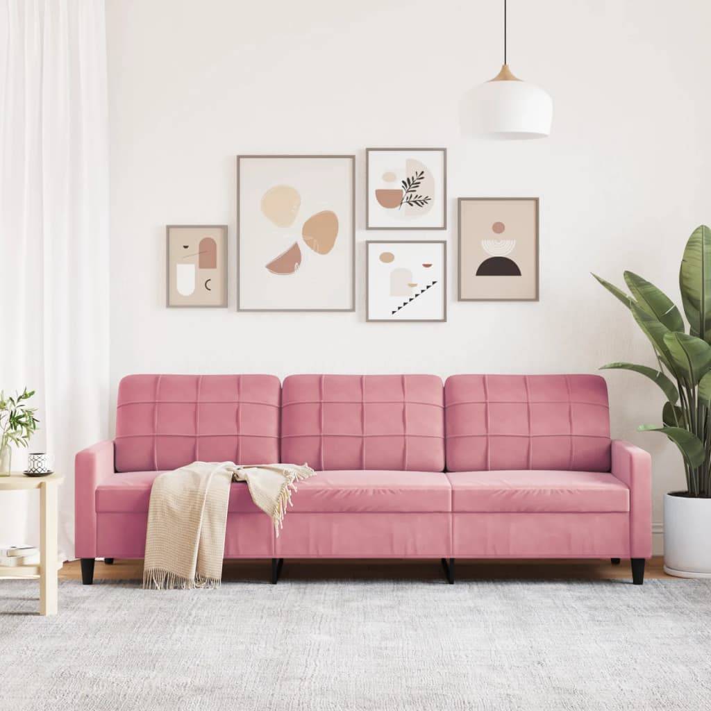 vidaXL 3-Sitzer-Sofa Rosa 210 cm Samt