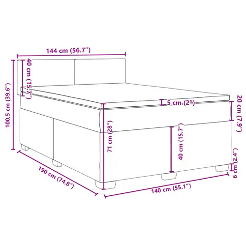 vidaXL Boxspringbett mit Matratze Hellgrau 140x190 cm Stoff vidaXL Boxspringbett mit Matratze Hellgrau 140x190 cm Stoff