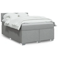 vidaXL Boxspringbett mit Matratze Hellgrau 140x190 cm Stoff vidaXL Boxspringbett mit Matratze Hellgrau 140x190 cm Stoff