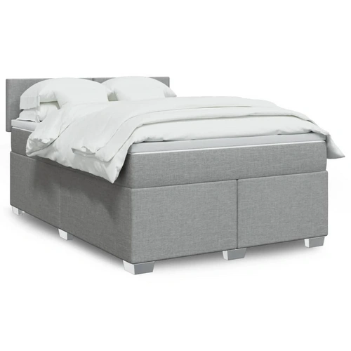 vidaXL Boxspringbett mit Matratze Hellgrau 140x190 cm Stoff vidaXL Boxspringbett mit Matratze Hellgrau 140x190 cm Stoff