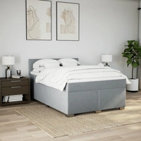 vidaXL Boxspringbett mit Matratze Hellgrau 140x190 cm Stoff vidaXL Boxspringbett mit Matratze Hellgrau 140x190 cm Stoff