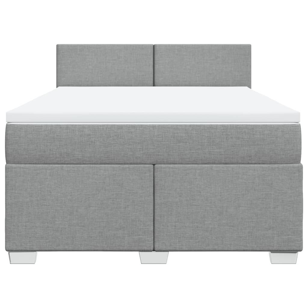 vidaXL Boxspringbett mit Matratze Hellgrau 140x190 cm Stoff
