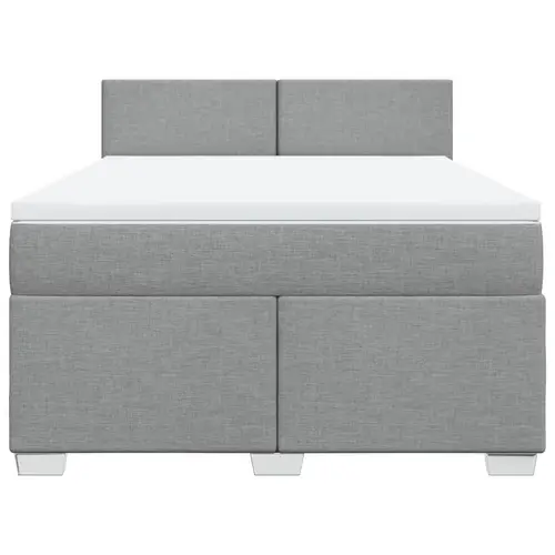 vidaXL Boxspringbett mit Matratze Hellgrau 140x190 cm Stoff vidaXL Boxspringbett mit Matratze Hellgrau 140x190 cm Stoff