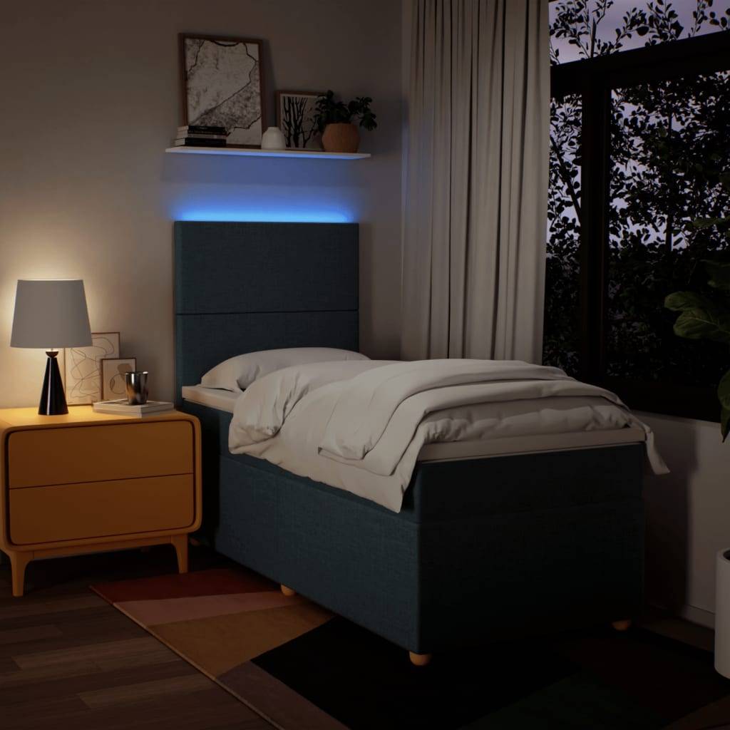 vidaXL Boxspringbett mit Matratze Blau 100x200 cm Stoff