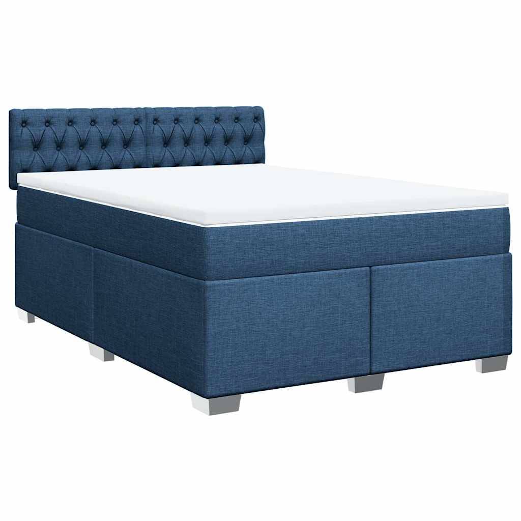 vidaXL Boxspringbett mit Matratze Blau 140x190 cm Stoff