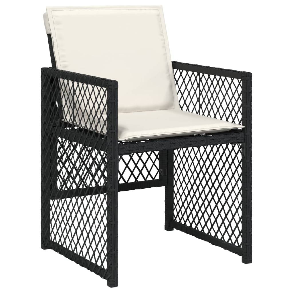 vidaXL 7-tlg. Garten-Essgruppe mit Kissen Schwarz Poly Rattan