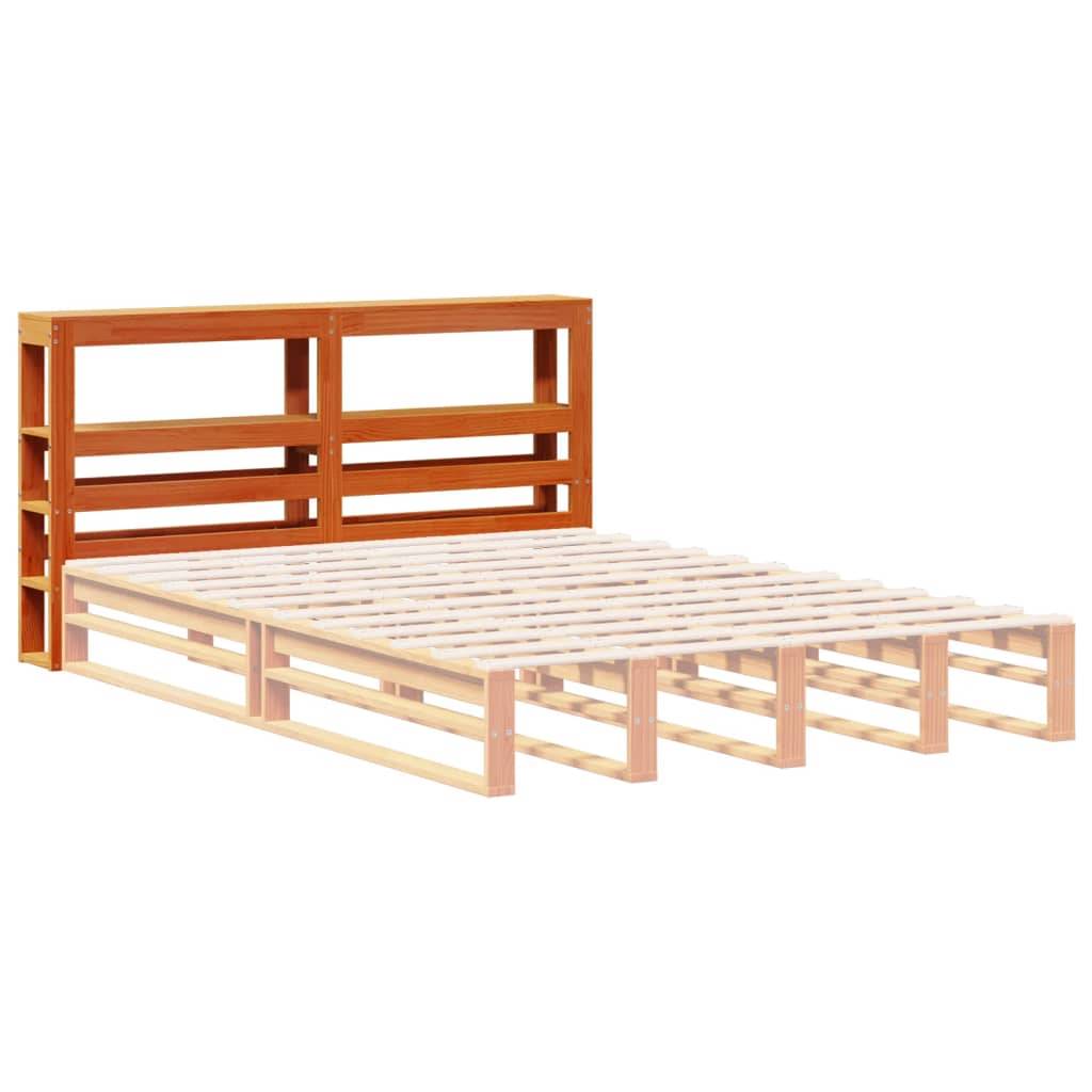 vidaXL Kopfteil mit Ablagen Wachsbraun 120 cm Massivholz Kiefer