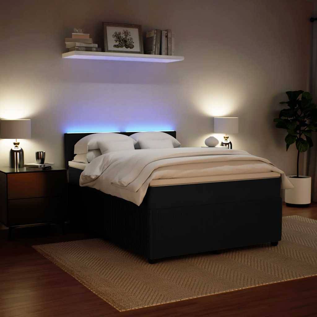 vidaXL Boxspringbett mit Matratze Schwarz 140x200 cm Samt