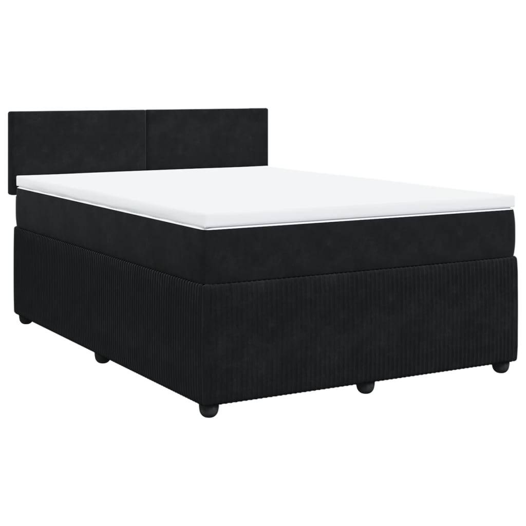 vidaXL Boxspringbett mit Matratze Schwarz 140x200 cm Samt