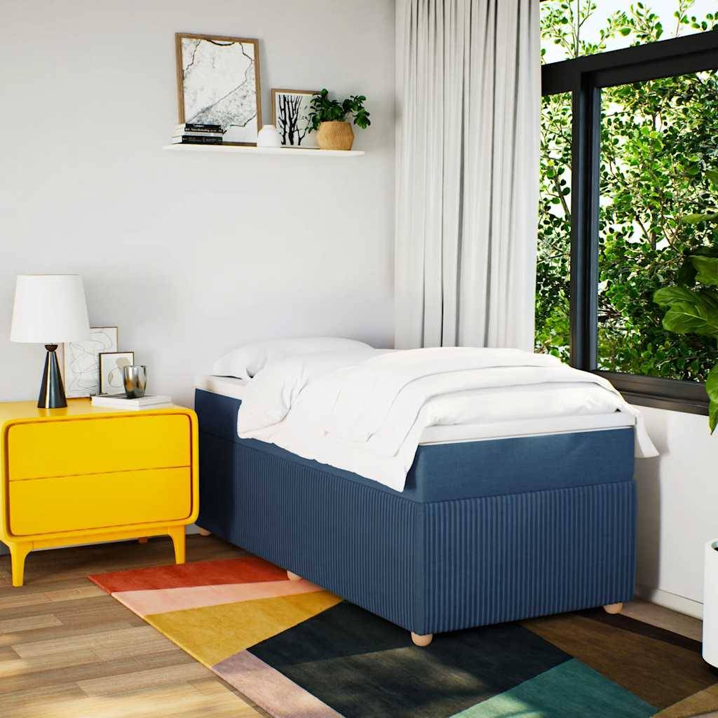 vidaXL Boxspringbett mit Matratze Blau 90x190 cm Stoff