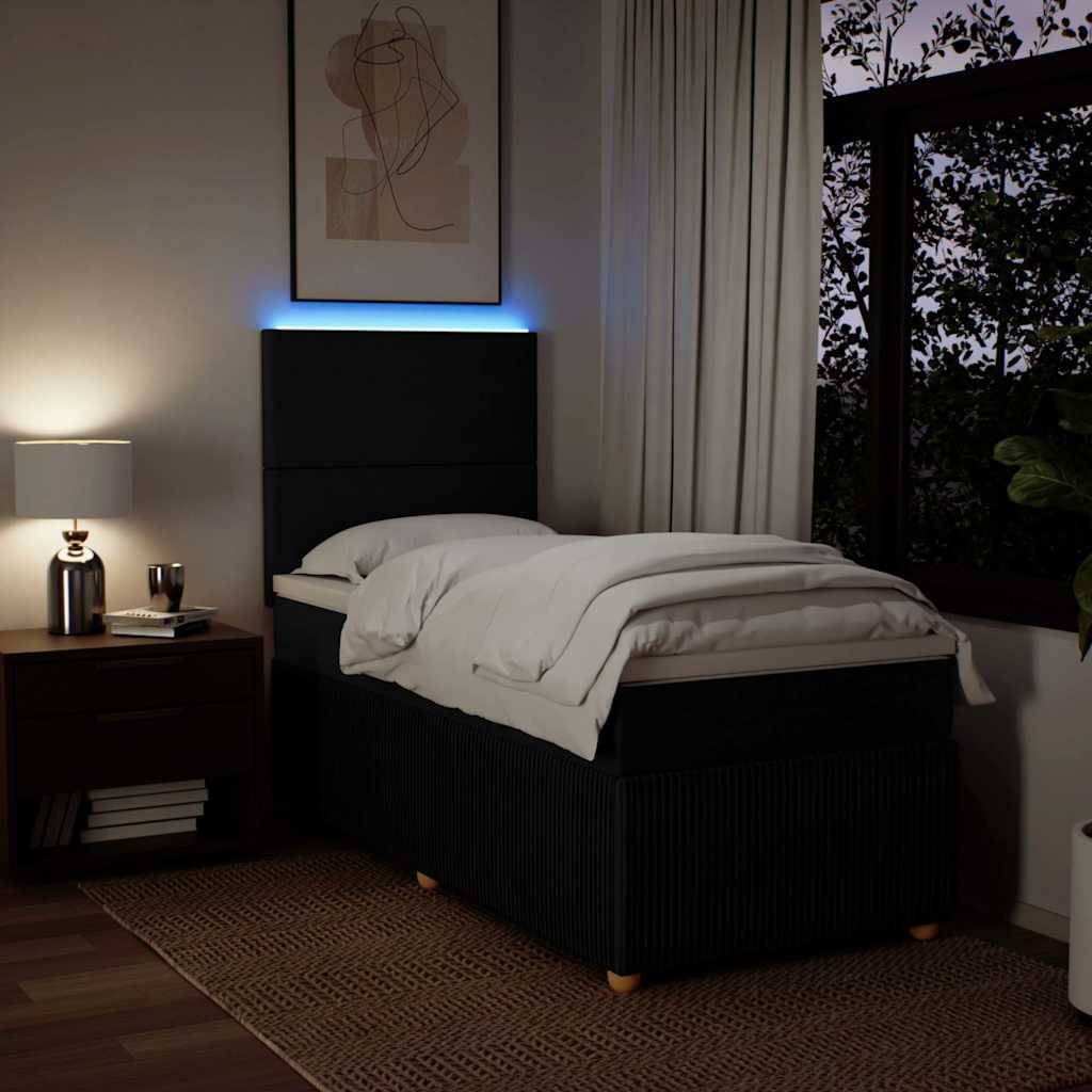 vidaXL Boxspringbett mit Matratze Schwarz 90x190 cm Stoff