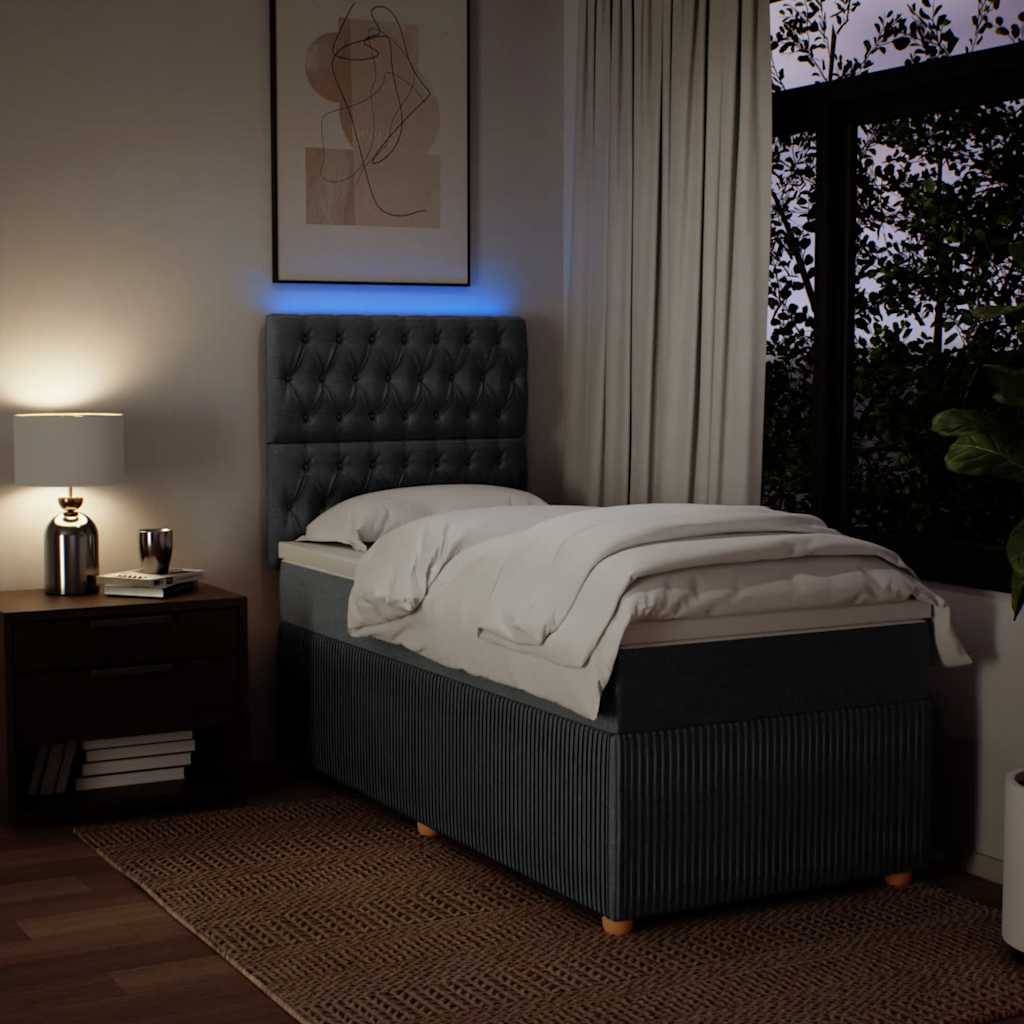 vidaXL Boxspringbett mit Matratze Dunkelgrau 90x190 cm Stoff