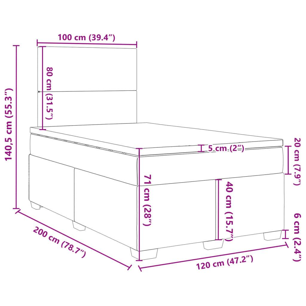 vidaXL Boxspringbett mit Matratze Dunkelgrau 120x200 cm Stoff