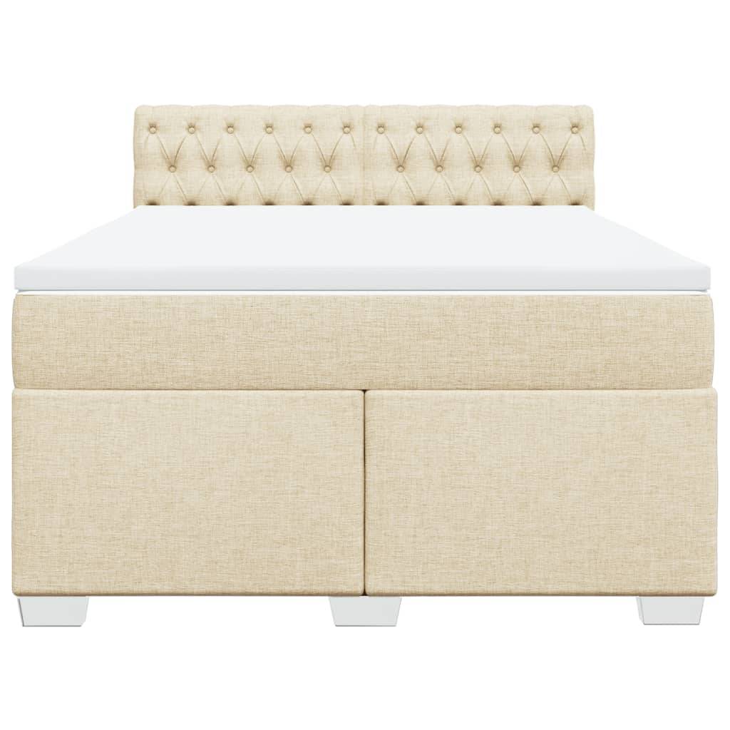 vidaXL Boxspringbett mit Matratze Creme 140x190 cm Stoff