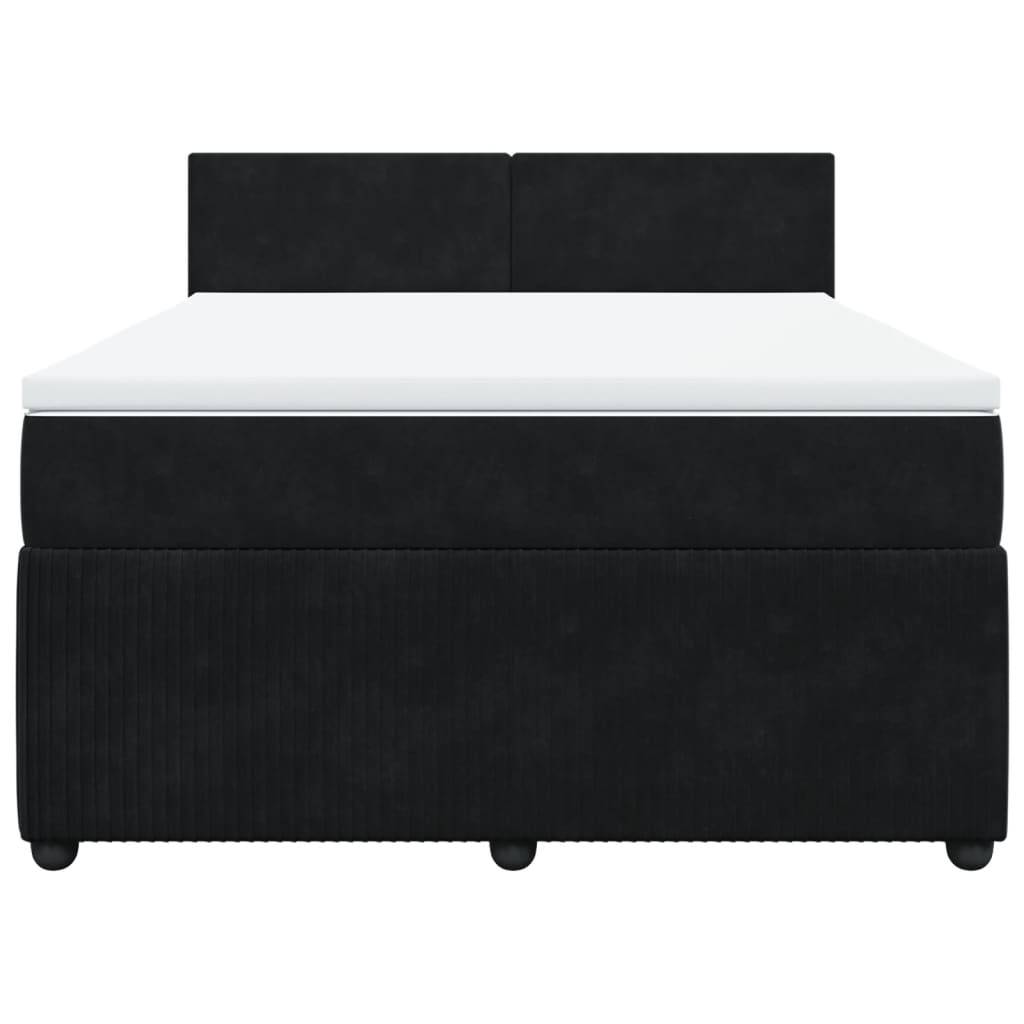 vidaXL Boxspringbett mit Matratze Schwarz 140x200 cm Samt