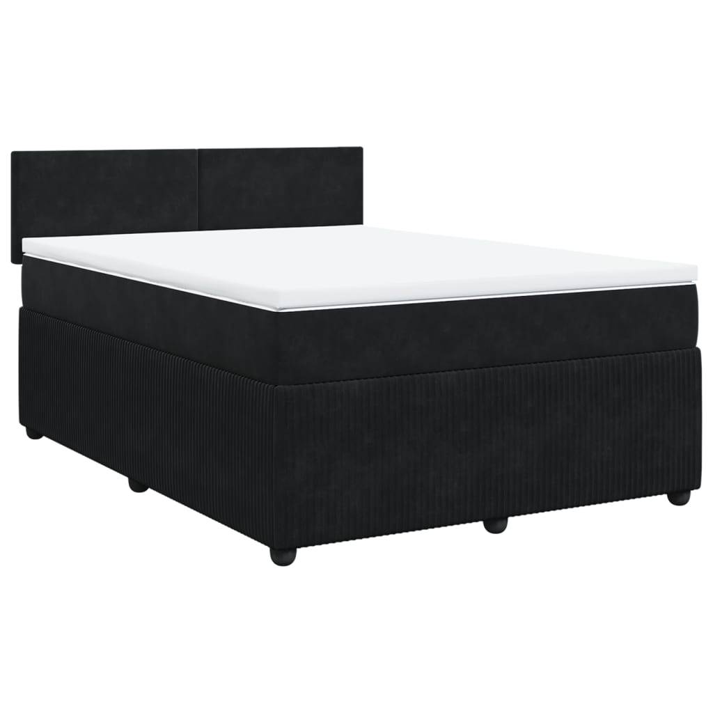 vidaXL Boxspringbett mit Matratze Schwarz 140x200 cm Samt