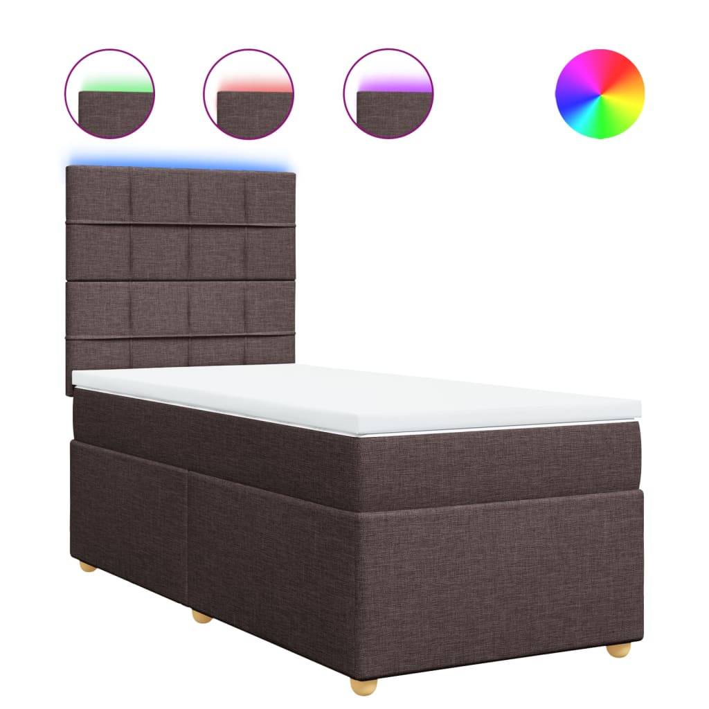 vidaXL Boxspringbett mit Matratze Dunkelbraun 90x190 cm Stoff