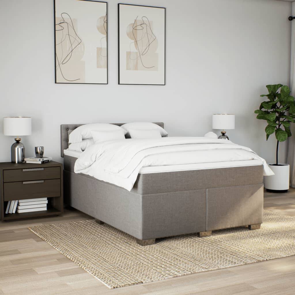 vidaXL Boxspringbett mit Matratze Taupe 140x190 cm Stoff