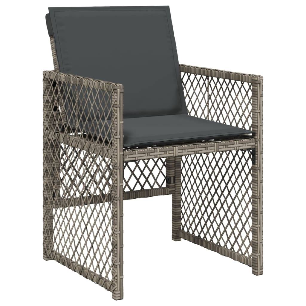 vidaXL 17-tlg. Garten-Essgruppe mit Kissen Grau Poly Rattan