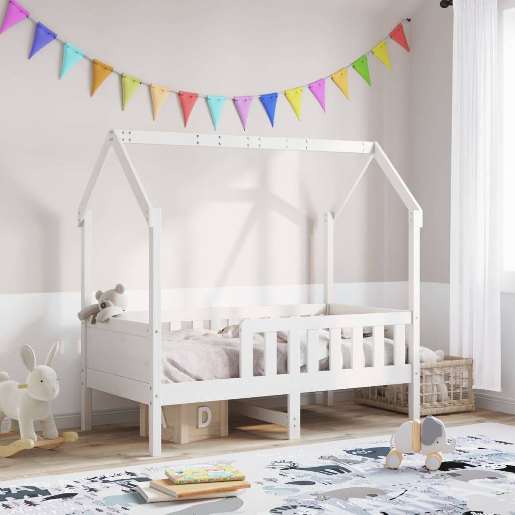vidaXL Kinderbett Hausbett Weiß 80x160 cm Massivholz Kiefer